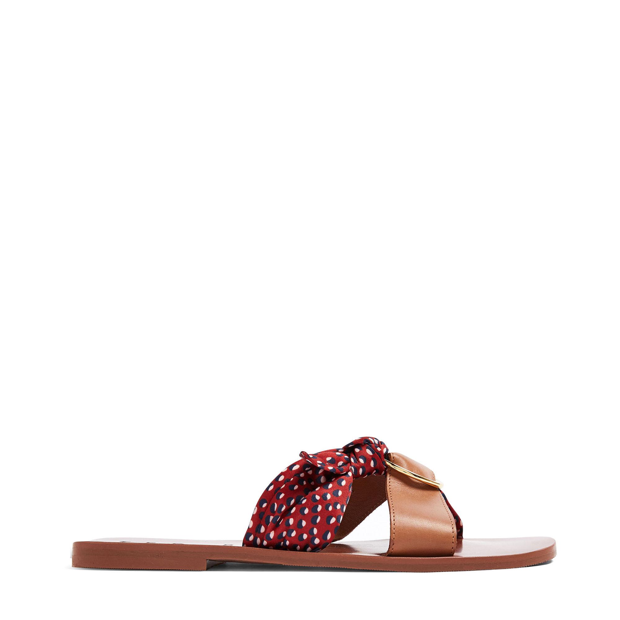 Maliya Leather Scarf-Detail Sandals